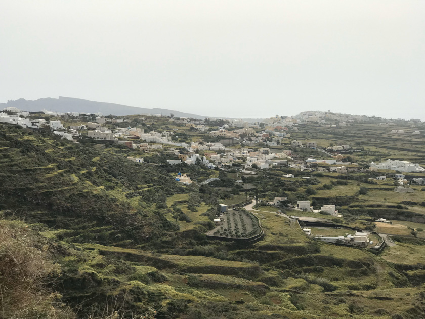 Hiking in Santorini, Oia, Green Fields